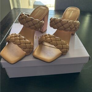 Spring -Braided style-chunky heel sandals! NWT- never been worn! SZ 7.5 -Tan